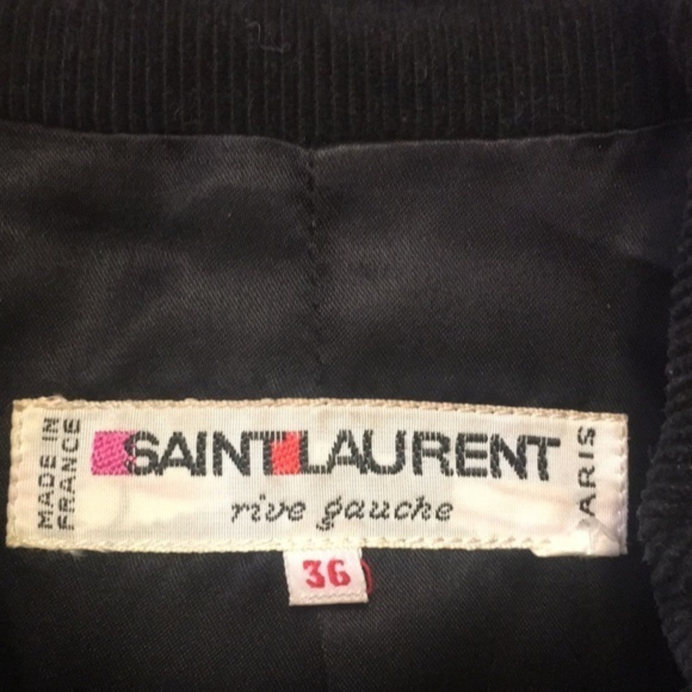 SAINT LAURENT purple coat with black corduroy cuffs and collar - Picture 8 of 9